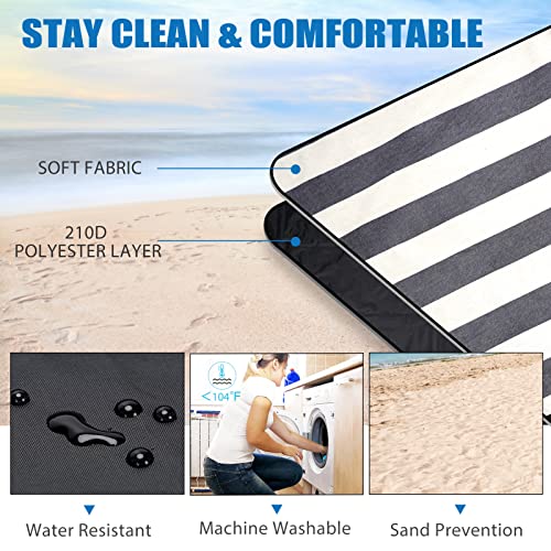 G GOOD GAIN Waterproof Picnic Blanket Portable with Carry Strap for Beach Mat or Family Outdoor Camping Party, Park Blanket for Grass Park, Hiking, Travel, Concerts (Denim Blue) - color: Denim Blue