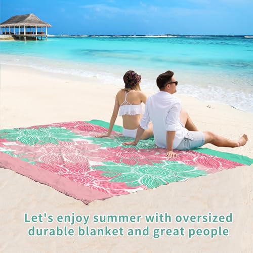 Beach Blanket 78''×110'' Suits 1-7 Adults Waterproof Sandproof Oversized Lightweight Waterproof Durable Blanket Large Picnic Mat for Beach Travel Camping Picnic Hiking - color: Flower Mix, size: 78''x110''