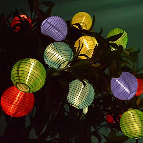 Vigdur Solar Lantern String Lights Waterproof Outdoor Indoor Decorative-String Lights Multicolor for Patio Garden Wedding Party Camping Bedroom Decor - color: Solar Colorful Lantern