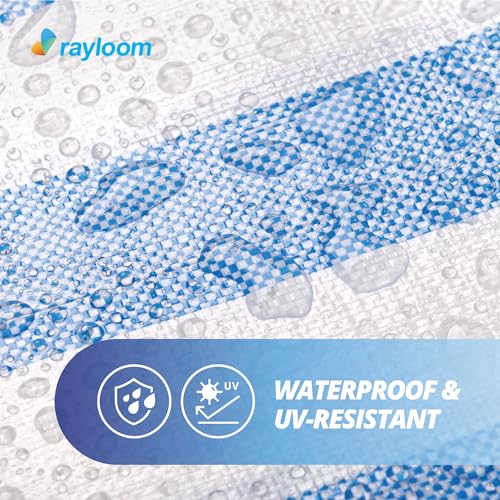 Blue/White Striped tarp Waterproof 8x8 Feet, 12mil UV and Tear Resistant Heavy Duty Tarps, Multi Purpose Weatherproof Cover for Outdoor - size: 8x8 Feet