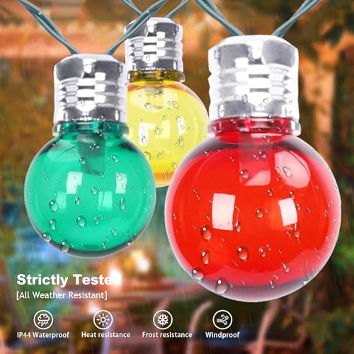 Afirst Solar Colored String Lights 15FT with 15 LED Bulbs Waterproof Christmas Lights for Patio Holiday Party - color: Multicolor