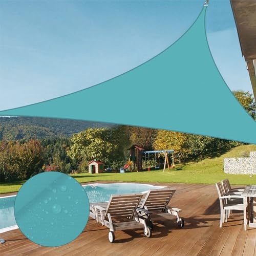 TANG 5'x6'x8' Waterproof Sun Shade Sail Triangle Outdoor Canopy UV Block Shade Cloth with Curved Edge for Patio Backyard Pool Pergola Cover, Turquoise - color: Turquoise, size: 5'x6'x8'
