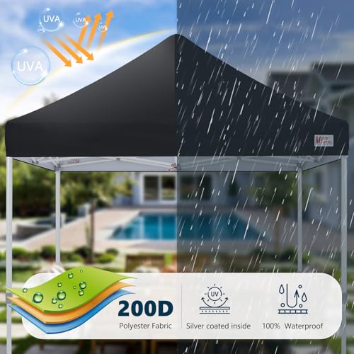 MASTERCANOPY Pop Up Canopy Tent Commercial Grade 10x10 Instant Shelter (Black) - color: Black, size: 10x10