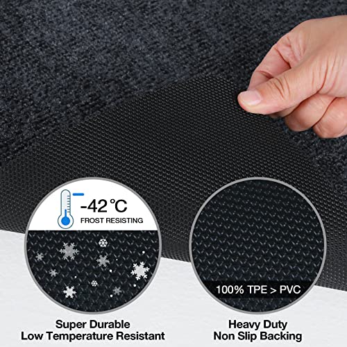 Doormats Outdoor and Indoor Ultra Thin Design, Strong Stain-Resistant Entryway Mats, Low Profile Inside Doormat, Non Slip Rubber Backing Bath Rug for Patio, Porch, 30" x 17" - color: Grey, size: 1'5" x 2'6" (Rectangular)