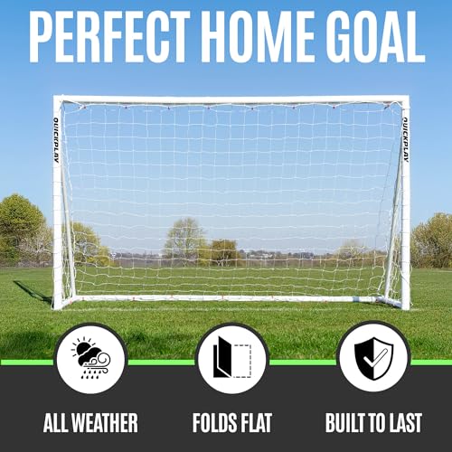 QUICKPLAY Q-Fold Soccer Goal | 30-Second Folding Design for Easy Setup | Portable & Weatherproof uPVC Soccer Goal for Backyard | Durable Post for Adults & Kids - style: 6 x 4'