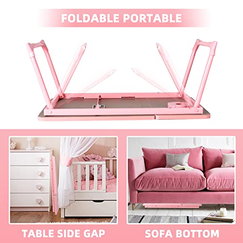 CloudTrip Laptop Desk for Bed or Couch, Lap Desk, Woking in Bed Desk, Home Office Desks, Breakfast Tray, Desk with Cup Holder, Watching Movies in Bed, Laptop Stand for Bed, Fordable Legs Desk (Pink) - color: Pink