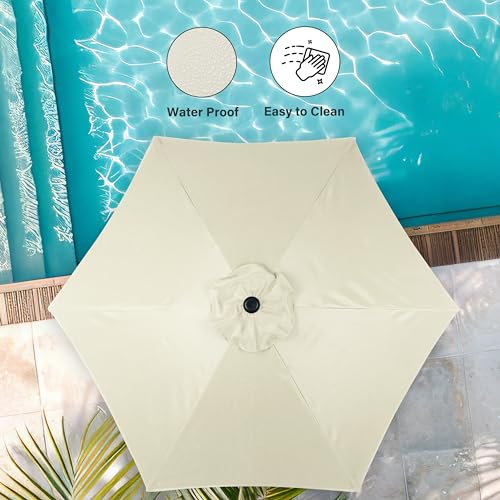 Simple Deluxe 7.5ft Patio Umbrella Outdoor Table Market Yard Umbrella with Push Button Tilt/Crank, 6 Sturdy Ribs for Garden, Deck, Backyard, Pool, Creamy White - color: Creamy White-New, size: 7.5ft