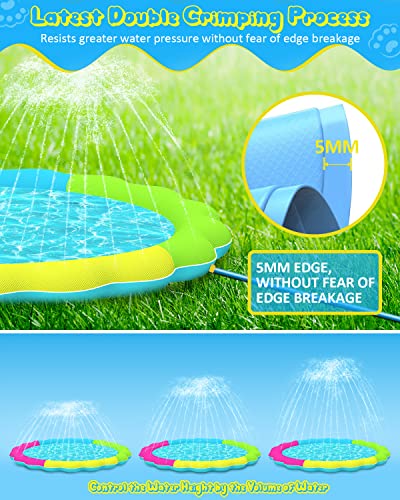 Raxurt Dog Splash Pad, 75in Anti-Slip Dog Pool Splash Pad for Dogs Kids 0.55mm Thickened Durable Bath Pool Pet Summer Outdoor Water Toys Backyard Fountain Play Mat, Colorful - color: Colorful, size: 75in