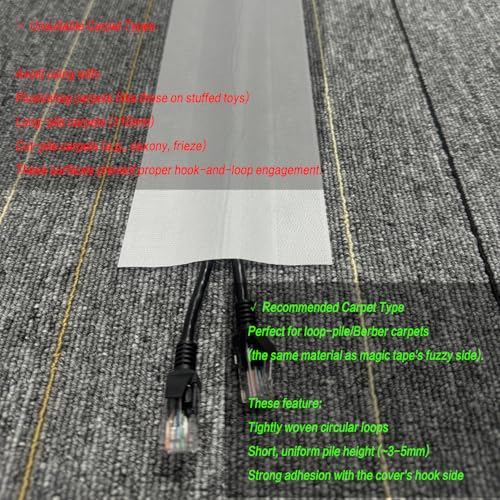 Floor Cable Covers,10 Feet Cord Cover Wire Protector Cable Cover Wire Storage Cover Used to Protect The Cable and Prevent Tripping Over The Cords (White) - color: White