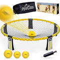 Outdoor Beach Ball Game Includes 3 Balls, Net and Carrying Bag -Roundnet Game Set for Adults, Kids, and Family - Perfect for Beach, Yard, Lawn, Backyard, and Park
