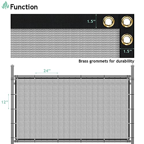 SunnyRoyal 6' x 1' Grey Privacy Fence Screen Heavy Duty Windscreen Mesh Fencing Shade Fabric with Brass Grommets for Outdoor Fence Garden Patio Swimming Pool - color: Gray, size: 6' x 1'