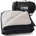 BRAWNTIDE Large Outdoor Waterproof Blanket - Extra Thick Fleece, Warm, Windproof, Sandproof, Quilted, 82" x 55", Ideal for Beaches, Picnics, Camping, Stadiums, Dogs, Car - color: Black
