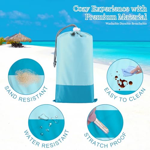 Beach Blanket Waterproof Sandproof 1-7 Adult Oversized 78 '' × 110 '' Lightweight Durable Compact Sand Free Extra Large Beach Mat for Travel Camping Hiking Picnic Blanket - color: 2cyan, size: 78“x110”