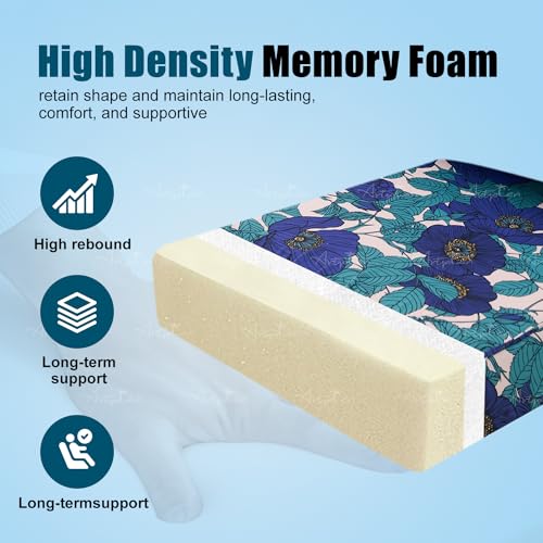 ARTPLAN Deep Seat Outdoor Patio Chair Cushions,2-Piece Seat and Back Cushion Set 24x24x6 and 18x24 Inches,Square,Floral,Blue Flowers - color: Blue Flowers