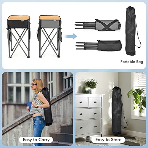 Goplus 2 PCS Folding Camping Tables, Portable Picnic Tables with Large Capacity Storage Sink, Side Pockets, Anti-Skid Feet, Lightweight Tables for Hiking, Fishing, BBQ, Beach (Black+Grey) - color: Black+grey
