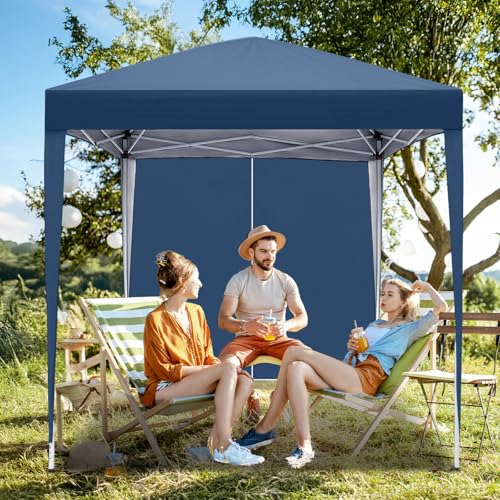 VINGLI 6.5x6.5 Pop Up Canopy Tent with Sidewalls, Outdoor Gazebo Canopy Tent, Patio Event Tents Outdoor Event Shelter for Parties (Blue) - color: Blue, size: 6.5x6.5