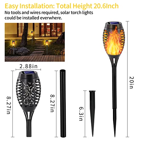 EOYIZW 12 Pack Solar Torch Light with Flickering Flame, 12 LEDs Solar Lights Outdoor, IP65 Waterproof Tiki Torches for Outside Landscape Decoration Outdoor Lights for Garden Yard Patio - color: Yellow, size: 12LED-12Pack