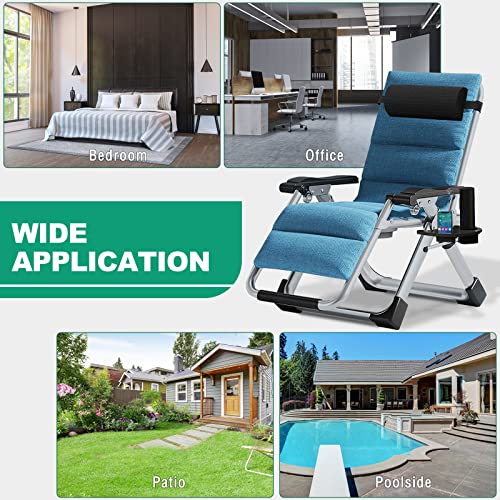 LILYPELLE Zero Gravity Chair, Premium Lawn Recliner Folding Portable Chaise Lounge with Detachable Cushion, Headrest and Cup Holder, Reclining Patio Lounger Chair - color: Lake Blue, style: Zero Gravity Chair