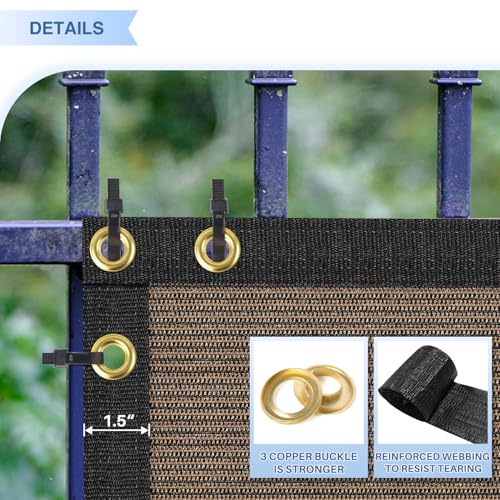 E&K Sunrise 6' x 20' Privacy Fence Screen with Grommets, Outdoor Windscreen Fence Covering Privacy Screen UV Blockage for Backyard Garden Patio, Zip Ties Included (Brown) - color: Brown, size: 0 6' x 20'