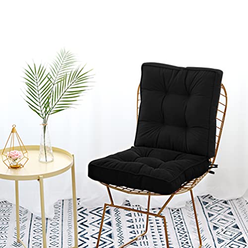 Furlide Chair Cushion with Ties 18 x 18 Inch Indoor Outdoor Cushions for Dining Chairs Set of 2, Square Black - color: Black
