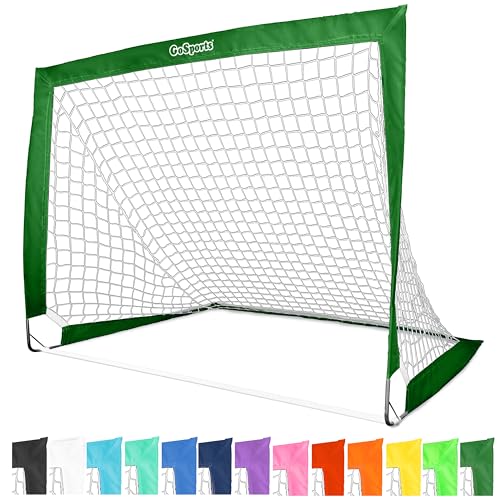 GoSports Portable Soccer Goals for Kids - 13 Color Options - Choose 4 x 3 ft or 6 x 4 ft - Team Tone Pop Up Nets for Backyard - color: Dark Green, style: 4 ft x 3 ft