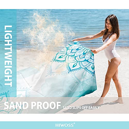 Beach Blanket Waterproof Sandproof Oversized 95”x 80”,Sand Free Beach Mat with Corner Pockets,Portable Mesh Bag for Beach Festival,Picnic,Travel and Outdoor Camping (Mandala) - color: Mandala