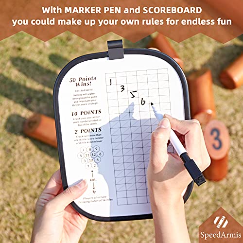 SpeedArmis Wooden Throwing Game, 12 Numbered Block Toss Games Set with Scoreboard & Carrying Case, Indoor Tailgating Bowling Yard Activity‌ for Teens Adults Family