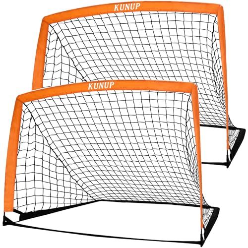 2 of 5×3 6x4 9x5 FT Portable Kids Soccer Goals Set, Foldable Soccer Practice Nets for Backyard with Carrying Bag for Toddler Youth Pop Up Soccer Training Equipment Indoor Outdoor Sports Game Gift - color: Orange, style: 5x3FT