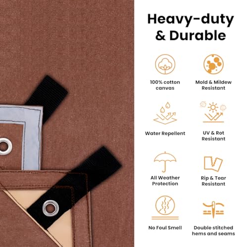 WHITEDUCK Canvas Tarp Heavy Duty Waterproof 18 oz. Mold & UV Resistant, Rustproof Grommets, Industrial & Commercial Cloth Tarp (Cut Size: 12'x20', Finished Size: 11'6" x19'6", Olive) - color: Olive, size: 12' x 20'