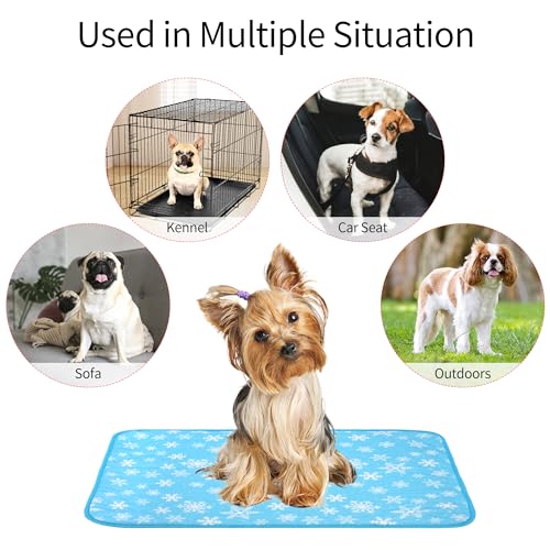 DELIFUR Cat Cooling Mat- Pet Cooling Mat Outdoor for Dogs Self Cooling Pad for Kitten Cat Puppy Machine Washable (Small, Blue Snowflake) - color: Blue Snowflake, size: S: 19.5" x 15.5"