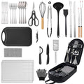 Camping Accessories Kitchen Cooking Utensils Set, Portable Outdoor Camp Cookware Set, Silicone Camper Essentials Gear Must Have Supplies for Travel RV BBQ Grill Picnic Hiking