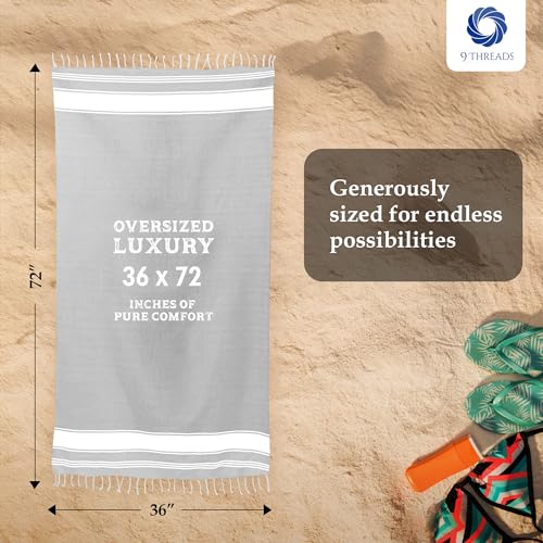 Cotton Turkish Beach Towel with Towels Oversized 36"x72" Pool Absorbent Extra Large Quick Dry Sand Travel Towel (Light Grey, 4 Pack) - color: Light Grey, size: 4 Pack