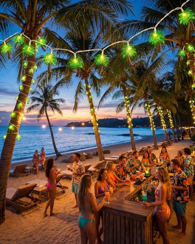 8.5Ft Palm Tree String Lights with 10 Palm Tree Light, Summer Beach Themed Decoration Light for Camp Tent Wedding Holiday Party Garden Bedroom(White) - color: Palm Tree Lights, size: 8.5FT