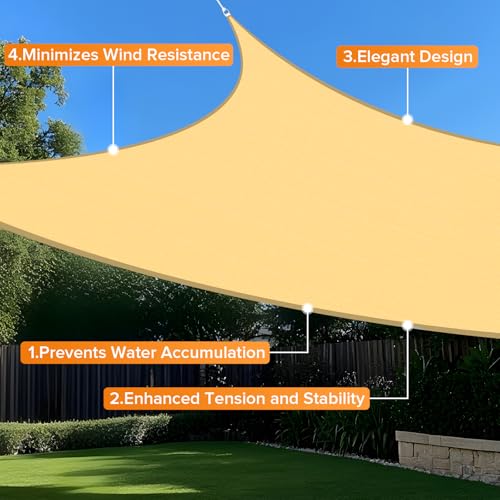 Artpuch Sun Shade Sail, 10'x15' Beige Rectangle, Curved Edged Commercial Grade 185GSM Permeable Outdoor Shade Cloth for Deck, Backyard, Patio (Custom Sizes Made)