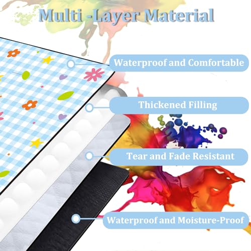 Extra Large Picnic Blanket Waterproof,80"x 80"Foldable Machine Washable Beach Blankets,Outdoor Blanket for 6-8 Adults,Picnic Mat Suitable for Indoor Crawling,Park Beach,Camping,Hiking,Travel( Flower) - color: Blue Flower, size: 6'8" x 6'8" (Square)