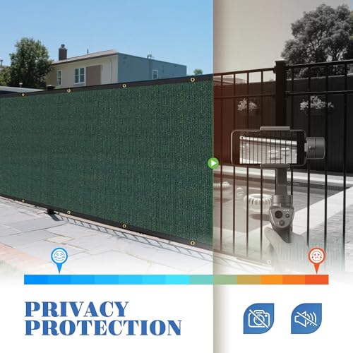 ECOOPTS 6'x25' Privacy Fence Screen Windscreen with Copper Grommets, Fit for Commercial Fence and Residential Garden Outdoor 90% UV Blockage, Cable Zip Ties Included (Green) - color: Green, size: 6'x25'