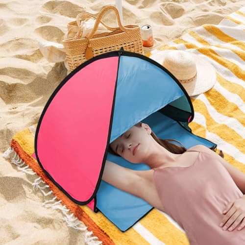 Head Sun Shelter Tent, PopUp Beach Shade Sun Protection Face, Pet Beach Tent, Instant Protection Canopy, Windproof Waterproof Small Breathable Portable for Camping - color: Red and blue