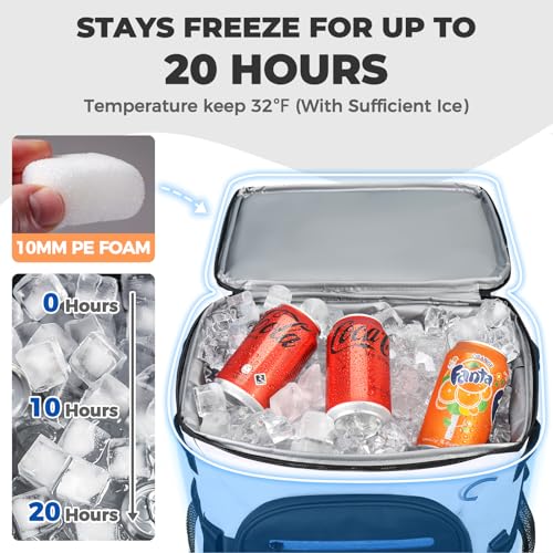 Heytrip Backpack Cooler 36/54 Cans, Insulated Portable Large Leakproof Waterproof Cooler Bag, 20 Hours Cold Retention for Lunch Camping Travel Beach Picnic - color: White - 36 Cans