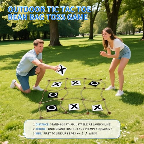 Nattork Outdoor Giant Tic Tac Toe Game for Kids Adult Family, Large Outside Lawn Yard Backyard Carnival Field Day Game, Birthday Party Family Reunion Games Playground - color: BLACK AND WHITE 3*3FT WOOD