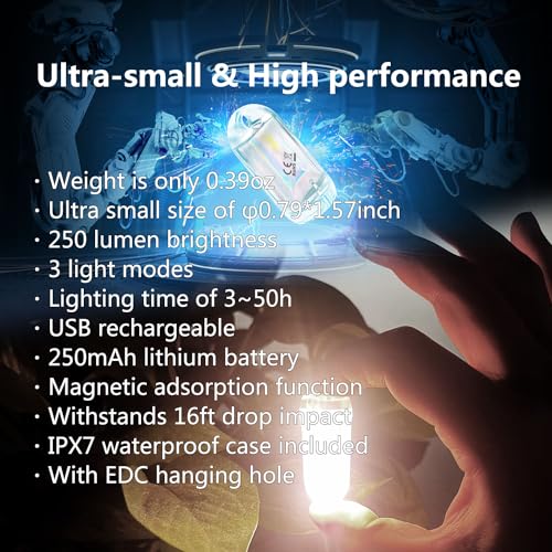 USB Mini LED Lantern, 2 Pack Waterproof EDC Keychain LED Flashlight for Camping, Type-C Rechargeable Battery Small Stick Lamp Puck Dog Collar Torch Light (Orange+Red) - color: Orange+Red