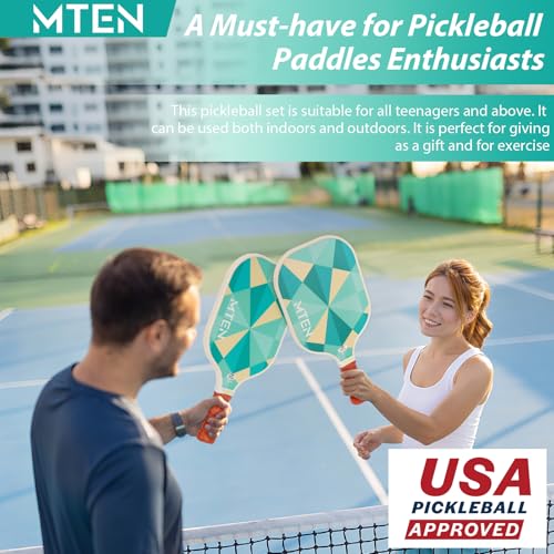 Pickleball Paddles Set of 2 or 4, or Single Paddle – USAPA Approved Fiberglass Surface Pickleball Rackets Set for Men & Women - color: Lake white*4