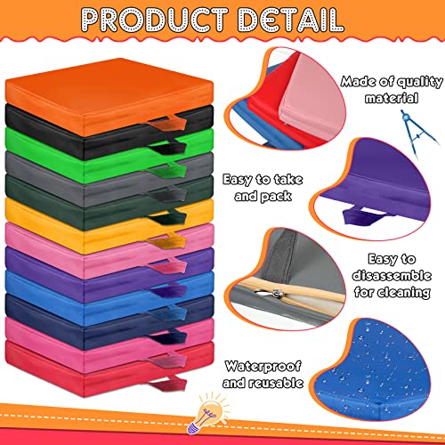 Timgle 25 Pcs Floor Cushions 15 Inch Flexible Seating Bulk Foam Floor Seats Pillows Portable Seating with Handles for Home(Square) - style: Square