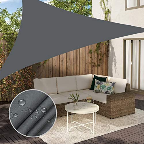 Neween Shade Sail, 12'x 12' x 12' Sun Shade Sail Triangle Waterproof for Patio Yard Deck Pergola Outdoor Sun Sail Shade 98% UV Block Sunshade Gray Color - color: Gray, size: 12'x 12' x 12'