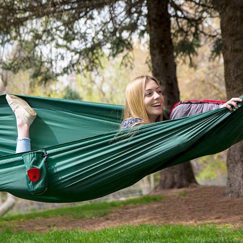 Grand Trunk Ultralight Camping Hammock - Lightweight and Portable Travel Hammock for Camping, Hiking, Backpacking, Beach, and Other Travel, Green - color: Green