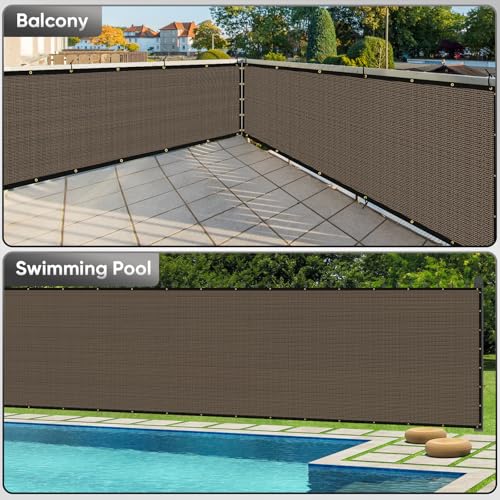 4'X50' Privacy Screen Fence Heavy Duty 220 GSM Windscreen & Dustproof Fence 98% Visibility Blocking Ideal for Fencing Patios, Pool, and Creating Intimate Outdoor Spaces，Mocha