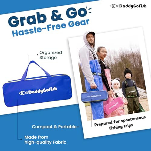 DaddyGoFish Kids Fishing Pole - Rod Reel Combo Tackle Box Starter Set - First Year Small Gear Kit for Boys Girls Toddler Youth Age Beginner Little Children - color: Blue (Essential Set), size: 5ft