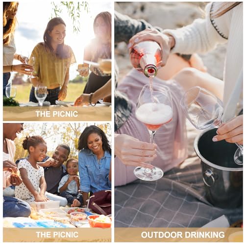 LALAFINA Portable Wooden Outdoor Wine Table with Folding Picnic Surface and Glass Holder, Natural Wood Color Beach and Camping Low Table for Patio, Lawn, and Garden Use