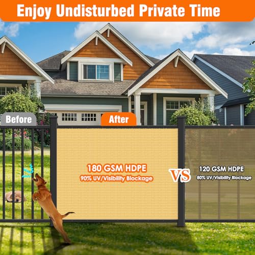 AOSION 4' x 50' Privacy Screen Fence, Heavy Duty 180 GSM Fencing Mesh Net Cover for Outdoor Wall Garden Yard Chain Link, – Easy Installation, UV-Resistant, Fence Privacy with Gloves & Zip Ties, Beige - size: 4' x 50' Beige