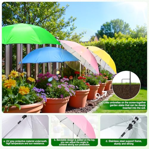 Garden Umbrellas for Plants Flowers, 4 Pack Plant Shade Umbrellas for Outdoor Plants Flowers, Plant Shade Umbrella with Stake for Potted Plants, 43.3" Height Large Plant Sun Shade Cover UV Protection - size: Standard 25-inch Canopy Diameter