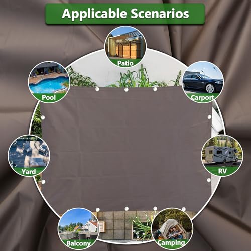 Sun Shade Sail 6'6"x9'9" Waterproof Shade Cloth Canopy Sunshade Camping Tarps Tent Cover with Grommets for Backyard Yard Deck Patio Pergola Garden Outdoor - color: Coffee-Waterproof, size: 6'6"x9'9"